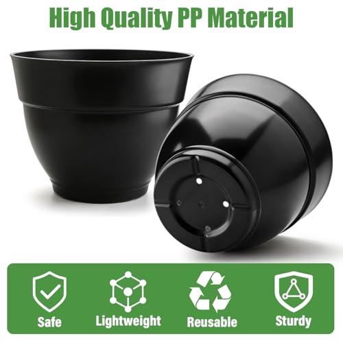 4 Pack 16 Inch Large Plant Pots,Plastic Planters for Outdoor Plants - size: 16 inch