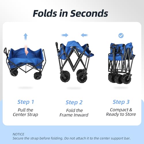 EchoSmile Wagons Carts Foldable Heavy Duty 350Lbs Capacity, Blue - color: Blue