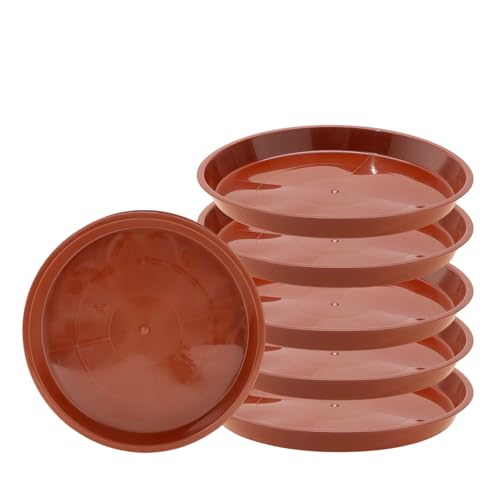 6 Pack 8 Inch Terracotta Plant Saucers Plastic Drip Trays for Pots - color: Terracotta, size: 8 Inch
