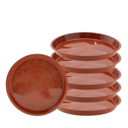 6 Pack 8 Inch Terracotta Plant Saucers Plastic Drip Trays for Pots - color: Terracotta, size: 8 Inch