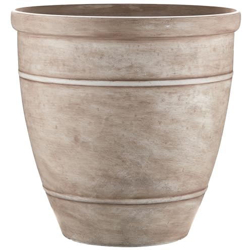 Southern Patio Rubber Wright 18" Planter for Large Plants & Outdoors, White - color: White