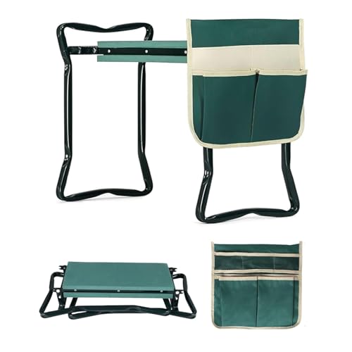 Foldable Garden Kneeler and Seat,Gardening Stool with Eva Soft Foam Pad and Bags,Gardening Bench for Seniors and Gardeners