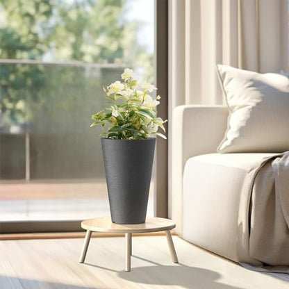 Kante Set of 2 Black Plastic Round Planters 13" Tall Home & Outdoor - color: Black, size: 13" H