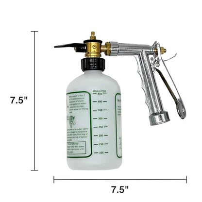 Rocky Mountain Goods Hose Sprayer - 16oz Bottle - Small 7.5" x 7.5" Size - for Spraying Fertilizer, Soap, Pesticide, Chemical, Insecticide - Dilution Adjuster - Nozzle Angle Guide for Trees/Garden