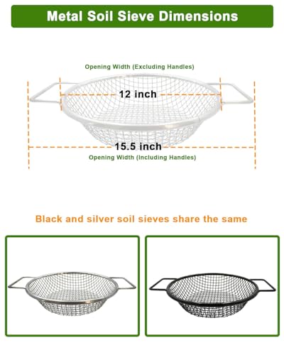 Soil Sifter for Gardening - Dirt Sifter for Rocks, Garden Compost Sifter - color: Silver