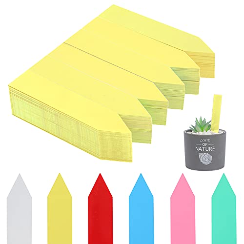 600 Pcs 4" Plant Labels Plastic Waterproof Plant Tags Seed Pot Marker Nursery Garden Seed Stake Tags Plant Classification Sorting Sign Flower Mark (Yellow) - color: Yellow