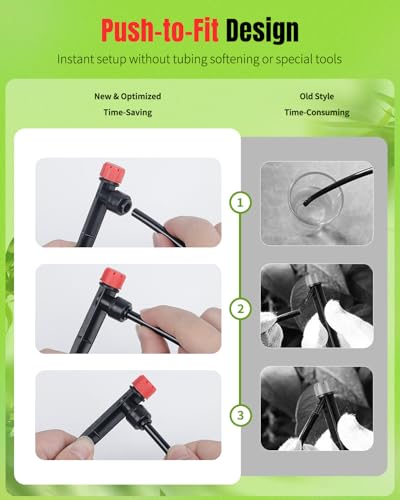 Pawfly 60 Pcs Push-to-Fit Drip Irrigation Emitters for 1/4 Inch Tubing, Drip Emitters Sprinklers with Stake & 8 Holes, Drip Irrigation System Parts with Adjustable Water Flow Irrigation Drippers, Red - size: 60PCS Drip Irrigation Vortex Emitters