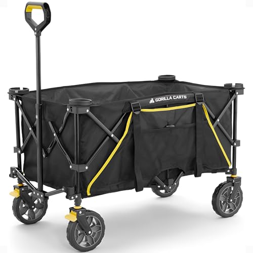 Gorilla Carts Collapsible Folding Outdoor Utility Wagon, 7 Cu Ft, Black - color: Black