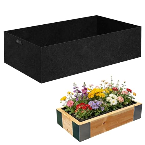 CIEOVO Raised Garden Bed Liner Thick Fabric Raised Garden Bed Breathable Drainage Rectangle Grow Bags with Handles Fabric Garden Bed for Outdoor Raised Garden Beds Holds Soil, 4 x 2 x 1ft - color: B-black