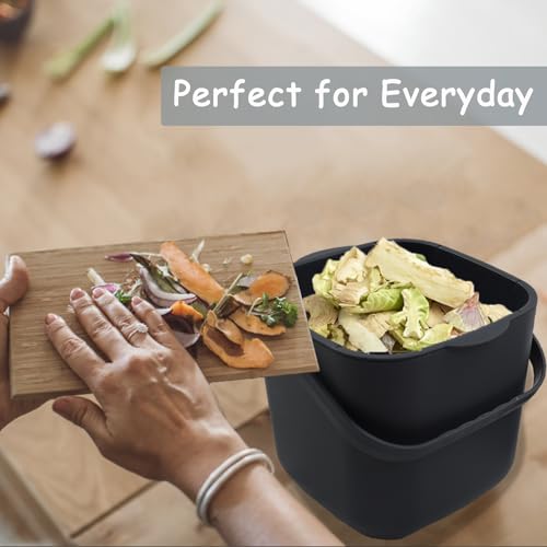 4L Kitchen Compost Bin, Black - color: Black