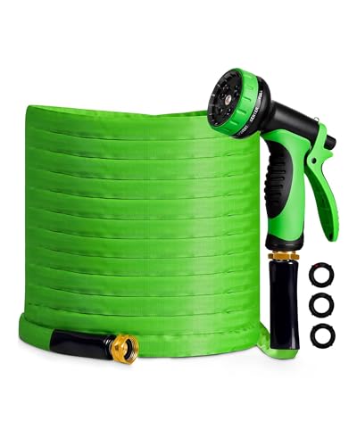 50ft Garden Hose with 10 Spray Patterns, Non-Expandable, Tangle-Free PVC