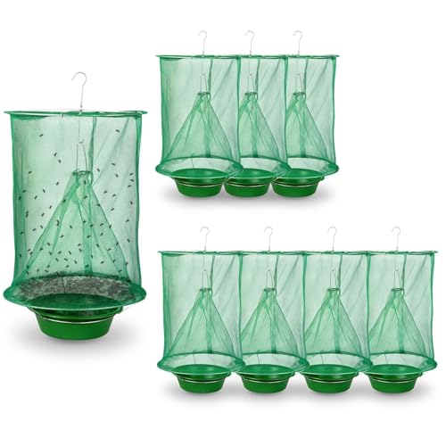 Reusable Ranch Fly Traps Outdoor Hanging Fly Cage-8 Pack - size: 8 pack