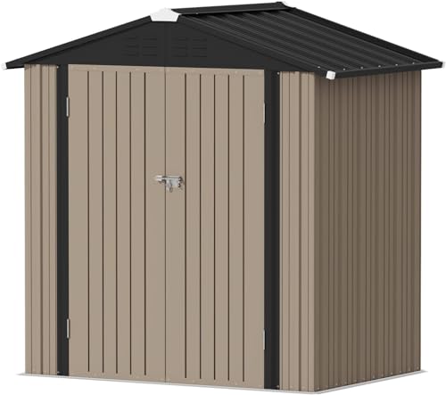 Devoko 6x4 FT Outdoor Storage Shed, Brown - color: Brown, size: 6x4 FT