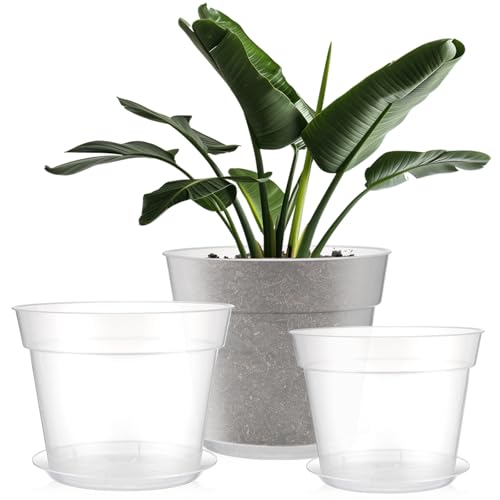 Baderke 3 Pack Clear Nursery Pot,9.25 Inches,9.65 Inches,11.65 Inch - size: 9.25 Inches, 9.65 Inches, 11.65 Inches