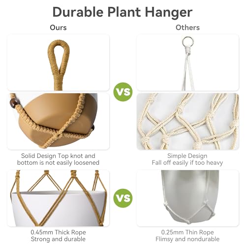 USLAI Macrame Plant Hanger, Fits 4 to 15 Inch Pots, 35 Inch, Brown, 1 Pack - color: Brown, size: 1 Pack