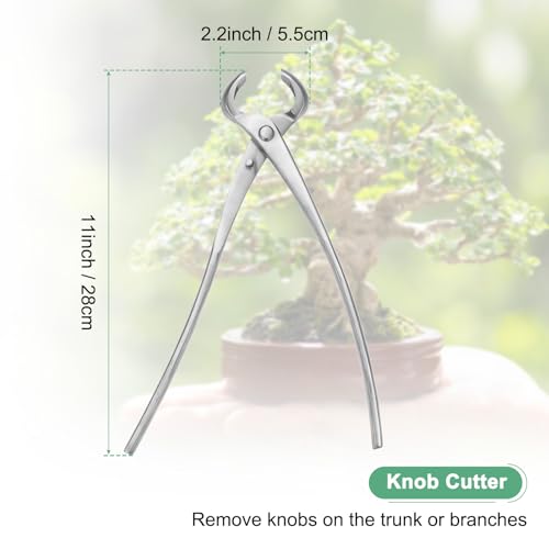 M METERXITY Bonsai Tool - 11 Inch Stainless Steel Knob Cutter, Bonsai Tree Plants Modeling Tools, Applying to Gardening Pruning Knobs/Tumors (280mm, Silver) - size: 11"