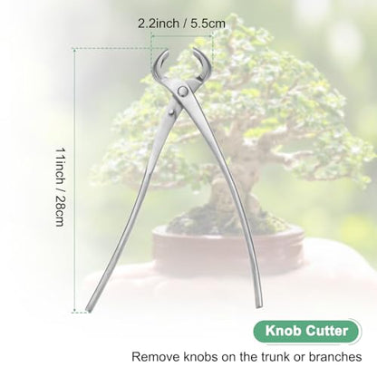 M METERXITY Bonsai Tool - 11 Inch Stainless Steel Knob Cutter, Bonsai Tree Plants Modeling Tools, Applying to Gardening Pruning Knobs/Tumors (280mm, Silver) - size: 11"