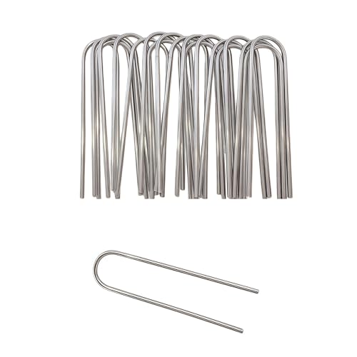 Atlantic Stainless Steel Landscape Staples Garden Stakes. (4"-U-20pcs) - size: U-shaped 4"x20pcs