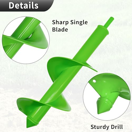 Auger Drill Bit for Planting, 4x12inches Garden Auger Spiral Drill Bit for Bulbs & Bedding Plants,Heavy Duty Post Hole Digger for Garden Soil,Fits 3/8" Hex Drill - size: 4"x12"-Green