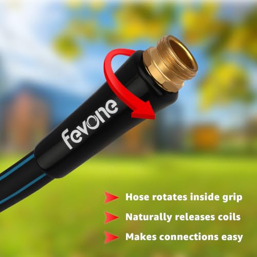 FEVONE Kink Free Garden Hose 100 ft, Heavy Duty Water Hose - size: 100FT