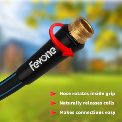 FEVONE Kink Free Garden Hose 100 ft, Heavy Duty Water Hose - size: 100FT