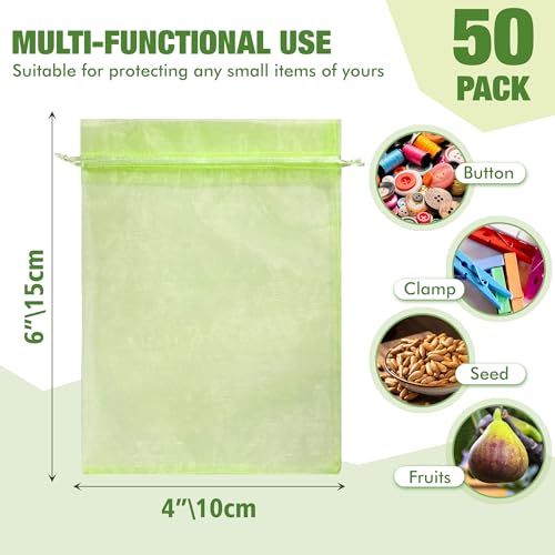 50 Pcs 4×6 Inch Drawstring Fruit Protection Mesh Bags - size: 4*6in-50 Pack