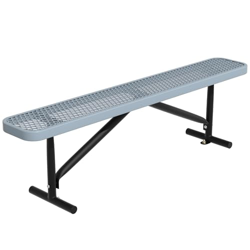 6FT Metal Park Bench for Outside, Heavy-Duty Outdoor Bench with Thermoplastic-Coated, Weatherproof Steel Mesh Bench for Parks, Gardens, Patios, Stores, Grey - color: Grey, size: 6FT