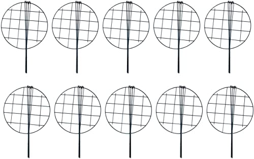 10 Pack 20 x 30 inch Poeny Cage Grow Through Grid Plant Brace Flower Support Rings,Round Metal Plant Stakes Rings, Strong Large Garden Supports for Flowers, Peonies, Rose, Lily - size: 20"x30" Pack of 10
