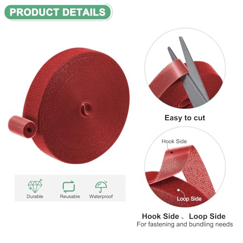 M METERXITY 1-Roll Garden Plant Tape, 33 ft x 0.6 in Garden Hook and Loop Plant Ties Multi-Purpose Use Adjustable and Reusable Twist Wire Tape for Plants/Flowers/Vines [Red] - color: Red, size: 33 ft x 0.6 in