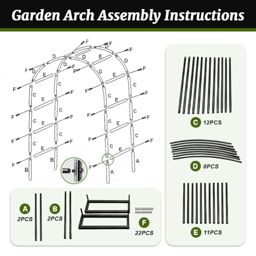 Zhisheng 2PCS Metal Pergola Garden Arch Arbor 7.9FT x 4.6FT Trellis for Outdoor Climbing Plants 2 Sizes for Wedding Ceremony Party,Black - size: 7.9FT+7.9FT