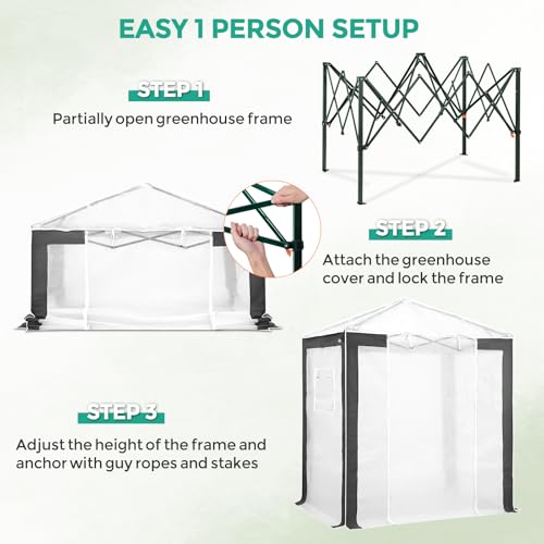 EAGLE PEAK 6x4 Walk in Pop Up Greenhouse, Gray/White - color: Gray/White, size: 6x4