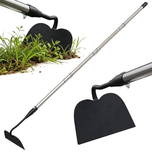 Cultivator Garden Tool Heavy Duty, Scuffle Loop Action Hoe Weeding Hand Tool for Women Kids Men, Metal Weeder Scraper Garden Hoe Rake Weed Puller Long Handle 62 inch - size: 62"