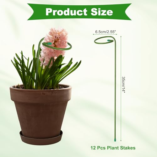 uxcell 12pcs Plant Support Stakes, 14inch Single Stem Stakes Garden Plant Cage Support Rings for Orchid Rose Tomato Peony Flowers - size: 14inch
