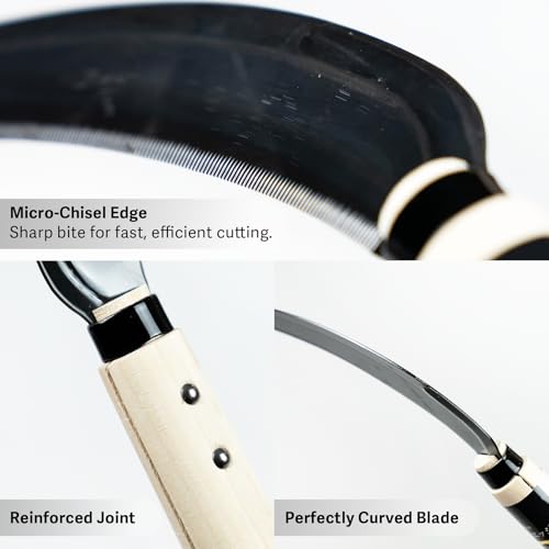 HOUNEN Japanese Harvest Sickle, 5.9-Inch Serrated SK-5 Steel Rice Knife - color: 5.9" saw sickle