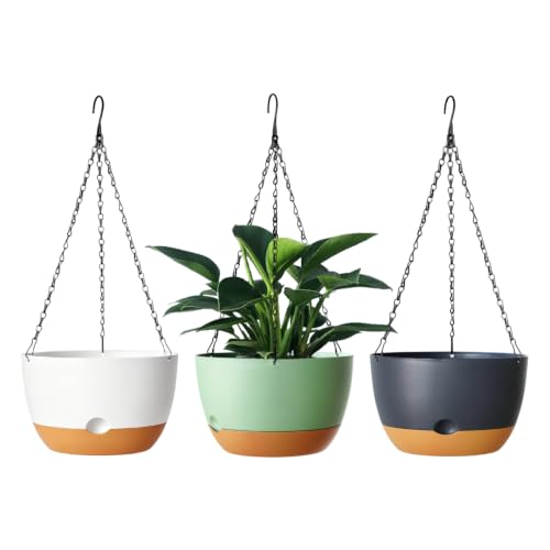 Hanging Planters, 3 Pack, Self-Watering, 10 Inch, Multicolor - color: Multicolor, size: 10 Inch