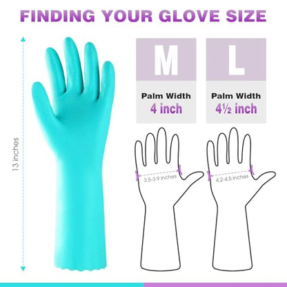 Elgood Reusable Dishwashing Cleaning Gloves with Latex free, Cotton lining,Kitchen Gloves 2 Pairs,Purple+blue Medium (Pack of 2) - color: Purple+blue, size: Medium (Pack of 4)