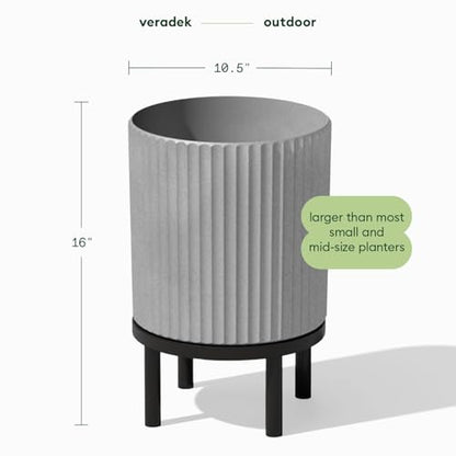Veradek Demi Series Raised Planter - Round Planter with Stand - color: Gray/Black, size: 12 inch - 2 Pack