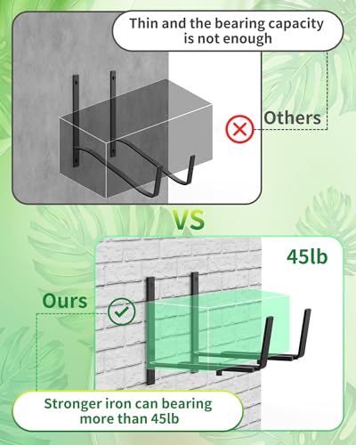 Y&M Adjustable Window Box Brackets 6 Pack, Wall Mount Planter Box Brackets - size: Set of 6- Black