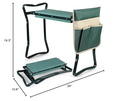 Garden Kneeler and Seat, Foldable Gardening Bench for Kneeling and Sitting Garden Stools, Garden Helper Seat with Tool Pocket, Protects Knees and Back, Gifts for Women Men Seniors Gardener