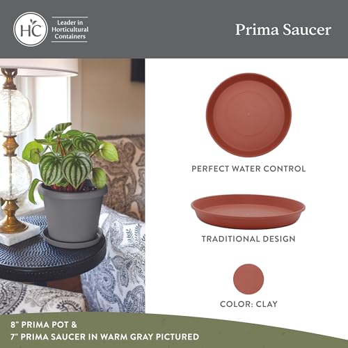 The HC Companies 21 Inch Prima Round Plant Saucer, Lightweight UV-Resistant Plastic Outdoor & Indoor Flower Pot Tray, 2-Pack Plant Pot Trays for Garden & Home Decor, Clay - color: Clay, size: 21", style: Pack of 2