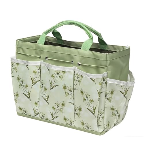 Gardening Tote Bag, Deluxe Garden Tool Storage Bag and Home Organizer with Pockets, Wear-Resistant & Reusable-Light Green - color: Light Green