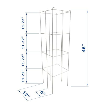 46" Height 12" Width 2PCS Galvanized Square Folding Tomato Cage,Plant Support Stake Tower - size: 12*46inch Sq-Galvanized-2Pack