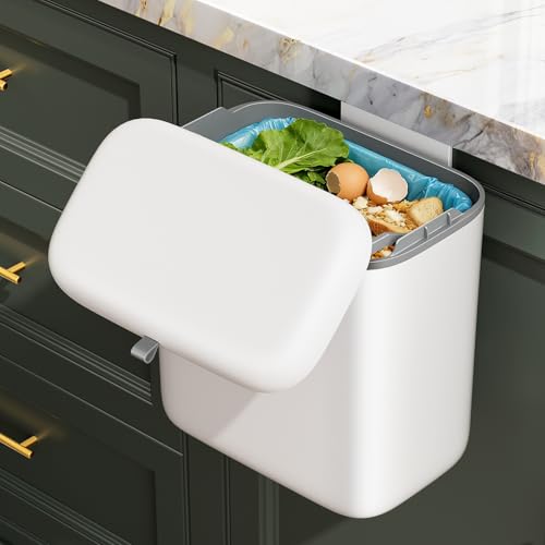 CTIME Compost Bin Kitchen 1.8 Gallon, Hanging Small Trash Can