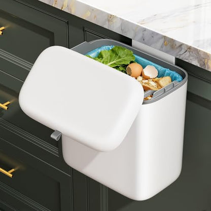 CTIME Compost Bin Kitchen 1.8 Gallon, Hanging Small Trash Can