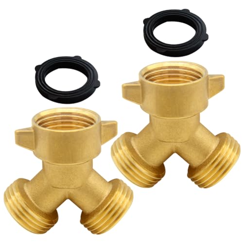 Uenede Brass Garden Hose Splitter 3/4" GHT Swivel Y Connector, 2PCS - style: Splitter