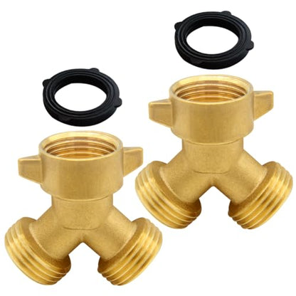 Uenede Brass Garden Hose Splitter 3/4" GHT Swivel Y Connector, 2PCS - style: Splitter