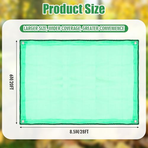 20 x 28 ft Leaf Collection Net with Stakes, Reusable Yard Tarp - size: 20 x 28 ft