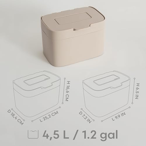 KAZAI. Compost Bin Kitchen 'Elin' | 1.2 GAL / 4.5L Countertop Compost Bin with Lid & Carbon Filter | Odor-Free, Dishwasher Safe, with Inner Bucket | Small Indoor Kitchen Composter | Taupe - color: Taupe