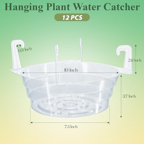 10" 12-Pack Clear Hanging Plant Basket Drip Pans Water Catcher Tray - size: 10 Inch