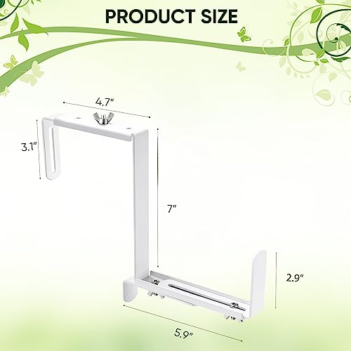 Adjustable Planter Box Bracket, Flower Box Holder Brackets for Deck Railing - size: 4 Pack White